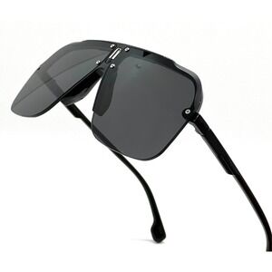 Sunglasses Dark Black Lens Fashion Statement Sunglasses Street Wear Trendy Gafas